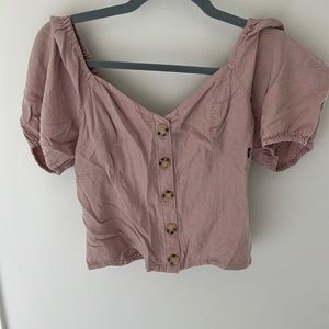 Blush Puff Sleeve Crop Top NWT